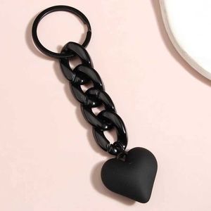 Nyckelringar Lanyards Handgjorda Heart Keychain Acrylic Plastic Link Chain Key Ring for Women Girls Handbag Pendant Accessorie Car Keys Smyckesgåvor Q240403