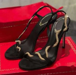 Serpentine Winding Sandals Anti Veet Elegant Sexy Fashion Designer 9.5cm Women's High Heels