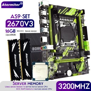 Materie Atermiter X99 AS9 Kit madre set con Xeon E5 2670 V3 CPU LGA20113 Processore DDR4 16GB 2 x 8 GB 3200MHz Memoria Reg ECC RAM RAM