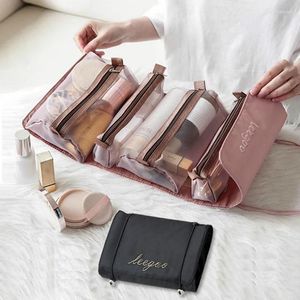 Сумки для хранения 4pcs One Set Nylon Mesh Makeup Makeup Portable Flound Travel Cosmetic Toidate Bag Organizer Beauty Case