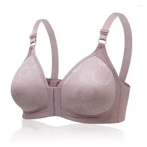 Bras 2024 Tipo di pulsante frontale Brassere sexy anti-affini raccolti senza anello d'acciaio madre madre di grandi dimensioni a sezione sottile reggiseno