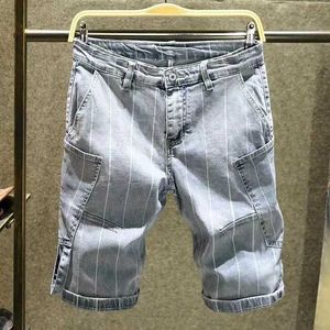 Men's Shorts Fashion Classic Stripe Pattern Design Mens Jeans Fashion Stripe Mid Length Y2K Jorts Style Casual Mens Jeans Shorts J240407