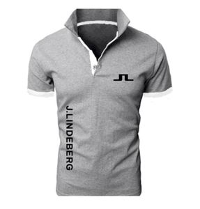 J Lindeberg Stampa da golf Shirt di polo di cotone per uomini Casual Solid Color Slim Fit S Polos Summer Fashion Brand Abbigliamento 2206306479840