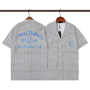 Men's T-Shirts 2024 Summer Short Sleeved Shirts for Men Casual Stripe Letter Printed Hawaiian Beach Shirts PajamaCollar Mens Shirts Streetwear J240402