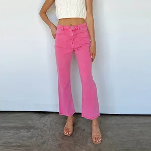 Jeans femininos de verão alta cintura personalizada calça esfarrapada Casual Casual Cropped