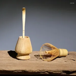 Teaware Set 3st Matcha Whisk Set - (Chasen) Vish Stand Te Spoon Handmade från Natural Bamboo