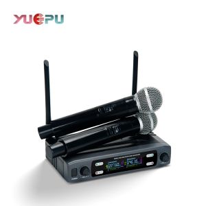 Mikrofoner Yuepu K2 VHF Professional 2 -kanal trådlös handhållen mikrofon för scenmöte kyrkan