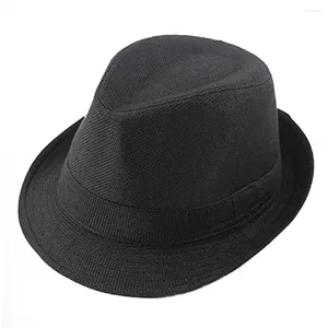 Baskar barn fedora hattar gentleman barn dansande prestanda hatt för huvudomkrets på 56-58 cm (svart)
