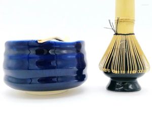 Conjuntos de chá de teaware estilo porcelana pó em pó de pó Japão Matcha Green Whisk 4pcs Cerimônia de tigela natural