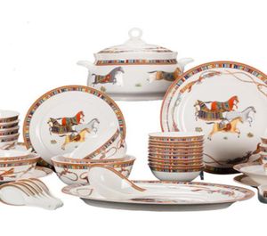 Horse pattern plates set dinnerware sets biodegradable luxury design for 610 persons in el and resturant2475262