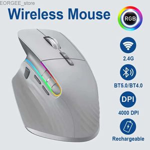 Myszy wieloprzewodowe mysz Bluetooth 5.0 i 3.0 Myszy 2,4G bezprzewodowe przenośne optyczne mysz ergonomiczna praworęczna myszka komputerowa Y240407