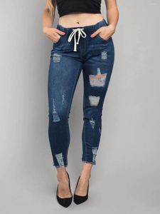 Pantaloni per jeans da donna 2024 Summer Street Strendsetter Trendsetter in difficoltà Stranatura Dritta Light Personality Denim Femmina