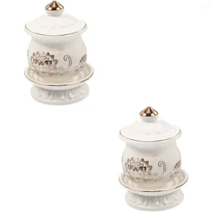 Vasi Set 2 tazza di acqua sacra loto in ceramica tazza tazza yoga rifornimenti in ceramica di fiore di rilievo fornitura di mini contenitori