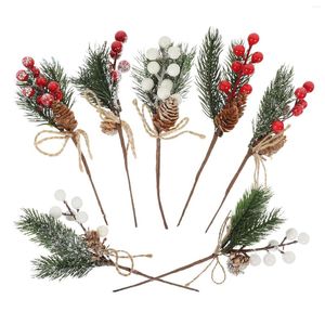 Dekorativa blommor 7 datorer Jul Gofts Berry Twig Filling Present Vase Filler Decor Wood