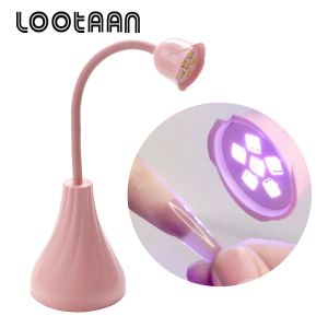 Dresses Lootaan 18w Desk Nail Dryer Hine New Pink Usb Rechargeable Lotus Nail Art Lamp Vase Design Manicure Light for Curing Nail Tip