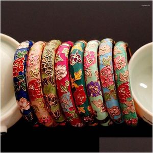 BANGLE PEONY FLOOY FILIGREE CINA CLOISONNE SENAMEL ASSICHE TRADIZIONE BANGLI ETHNICI ETNICI PER DONNA Accessorio Gioielli Fashi