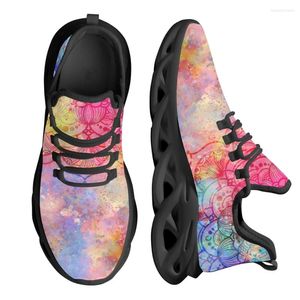 Sapatos casuais instantarts gradiente rosa design de estrela bohemian mandala multifrint cidadame feminino tênis de tênis de malha calçados femininos