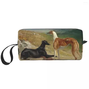 Torebki kosmetyczne vintage Whippet Greyhound pies torba podróżna kobiety Sihthound Toalety Makijaż Organizator Lady Beauty Storage Kit Dopp