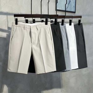 Summer fashion brand ins casual shorts mens Korean slim fitting trousers thin quarter pants straight tube loose suit pants