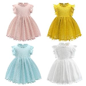 Kinder Girls Prinzessin Kleider 4 Design Hollow Solid Quastel Spitzenkleid unsichtbarer Reißverschlusskleid Girls Party Peform Kostüm 27T4086421