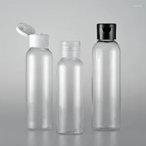 Storage Bottles 120ML 150ML 200ML X 30 Empty Plastic Flip Top Cap Round Shoulder PET Containers For Liquid Soap Makeup Remover Shampoo