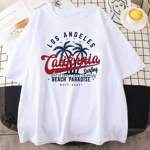 Męskie koszulki Los Angeles California Beach Paradise Men Tops Street Crewneck T Shirt Cotton Summer T-shirt Oddychanie Ogółe ubrania H240407