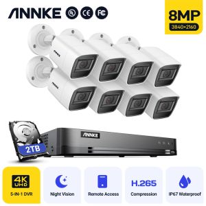 System Annke 4K Ultra HD 8Ch DVR Kit H.265 CCTV Camera Security System 8MP CCTV System IR Outdoor Night Vision Video Surveillance Kits