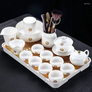 Conjuntos de Teaware Gaiwan Viagem Conjunto de chá chinês Acessórios Infusor Filtro de capa de cerimônia Serviço de porcelanato de porcelanato AB50TS AB50TS