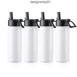 Stanleliness 32oz Sublimação Canecas em branco Tumbler Vacuum branco Flask Aço inoxidável Esporte garrafa de água na boca larga com palha e alça portátil LK9A