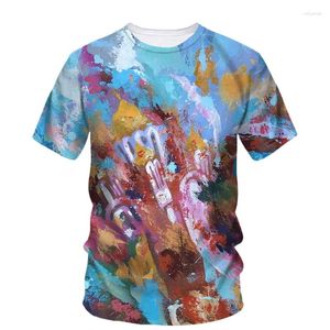 Erkek Tişörtleri Moda Erkekler Bohemian Graffiti Sanat Grafik Yaz Günlük Hip Hop Harajuku Kişilik Baskılı Kısa Kollu Tees Tops