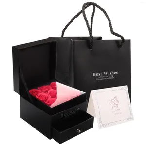 Dekorative Blumen Schmuck Organizer Hülle erhalten gebiette Blumengeschenkverpackung Behälter Schwarz Box Valentines behandeln Festivalpapier