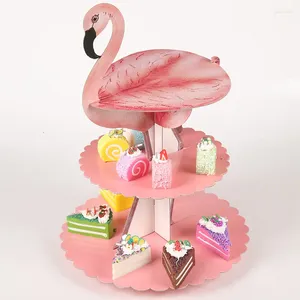 Party Supplies Birthday Dress Up Cake Decoration Flamingo Multi-Layer Tray Paper Stand Bread Display