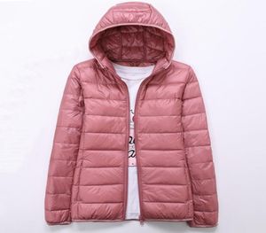 Spring Autumn Womens Jackets Ultra Thin Super Light Fashion Ladies Down Coats Red Pink Black Female Hooded Jackor 4XL 2010078257085