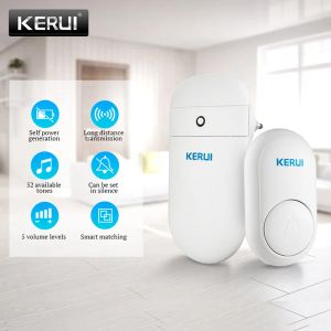 Doorbells KERUI M518 Home Welcome Chime Doorbell Wireless Smart Ring Doorbell Selfgeneration No battery Button 52 Songs Optional