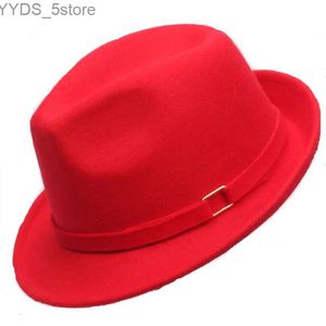 Szerokie brzegowe czapki wiadro nowe wiosenne lato jesienne krótka wełna Feed Fedora Hat Vintage Panama Mens Jazz Trójkąt hurtowy YQ240407