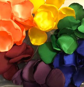 Rainbow Roes Petals Punkrock Wedding Satin Petals For Weddings Soft Flower Girl Rose Petal 100 Pieces Lot4454016