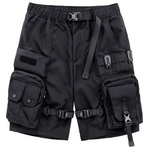 Herren Shorts Hip Hop Cargo Shorts für Herren 2022 Sommer Technische Kleidung Militärische Taktische Straße Kleidungsshorts Button Taschen Mode Harajuku Shorts J240407