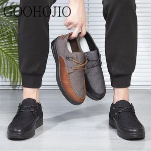 Casual Shoes Men Cloth Breathable Male Driving Lace-up Waterproofing Solid Business Leather Flats Loafers Platform