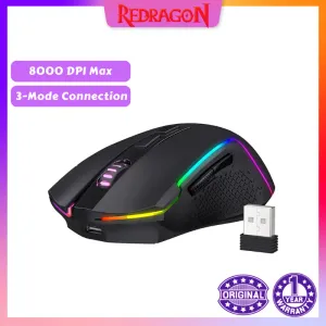 冷却redragon M693ワイヤレス/有線BT 2.4g Bluetoothゲーム8000 DPIゲーマーマウス3モード接続RGBバックライト//ラップトップ