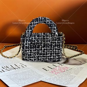 Tweed Sprzęgło z torbą łańcuchową Mini Crossbody Bag 10A Mirror oryginalnej torby projektantowej dla kobiety torebki z pudełkiem C143