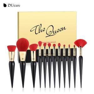 Makeup Ducare pędzle 12pcs Queen Seris Premium Prezenty Podstawowe podkład w proszku buch cień do powiek makijaż gumowy zestaw rączki 240403