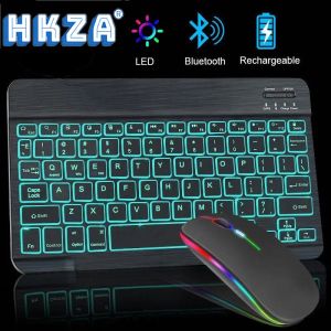 Keyboards RGB Bluetooth Keyboard Wireless Keyboard Bluetooth Mini Spanish Russian Keyboard RGB Backlit Rechargeable for ipad Phone Tablet