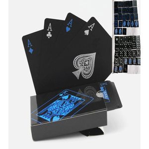 Gambing Water Proof Pure Black Pvc Poker Cards Blue Sier Font Magic Play