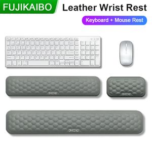 Batteries Leather Wrist Rest Keyboard & Mouse Pad Wrist Protection with Massage Textur for Computer Gaming Laptop Nonslip Tray Hand Rest