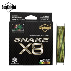 خطوط Seaknight Snake8 8strands مضفر PE خط 150 م 300 م 15100 رطل خط قوي متعدد الصيد التمويه الصيد لصيد رأس الأفعى