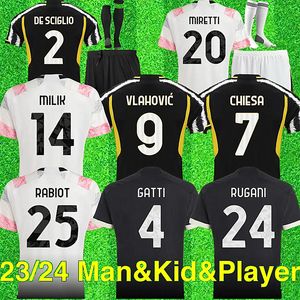 Italian23 24 Jerventu Soccer Jerseys Di Maria 2024 Juve Camisetas de futebol Jogador de fãs Versão para homens Kits Kits Yildiz Maglia Juventus Home Away 3rd Vlahovic Bonucci Kean