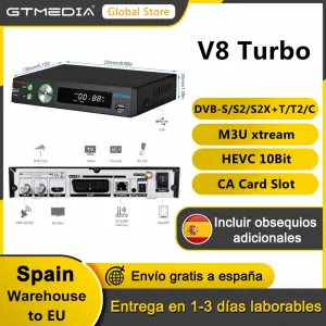 Caixa GTmedia V8 Turbo Satellite Receiver TV Decodificador 1080p HD DVBS/S2/S2X+DVBT/T2/CABO SUPORTE M3U CA CARD VCM/ACM PK V8 PRO 2