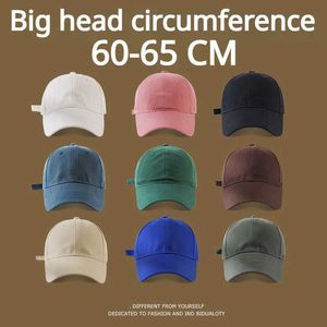 Ballkappen Feste Farbe Baseballhüte Big Head Man Soft Cotton Plus Size Sport Snapback Lady Große Sonne 56-60 cm 60-65 cm Q240403