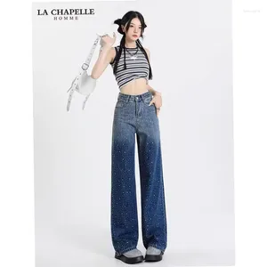 Women's Jeans Loose Fitting Straight Tube Diamond For Women Vintage Denim Trousers Cyber Y2k Goth Pants Fashion Mom