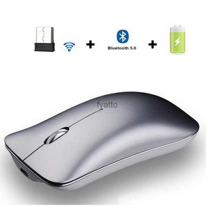 Fareler Yeni Metal Bluetooth 5.0 USB Kablosuz Fare Alüminyum Alaşım Şarj Edilebilir 5.0+3.0+2.4g Sessiz H240407